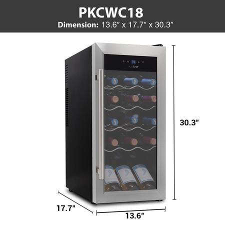 Nutrichef 18Bottles Compressor Wine Cooler Ss Door PKCWC18